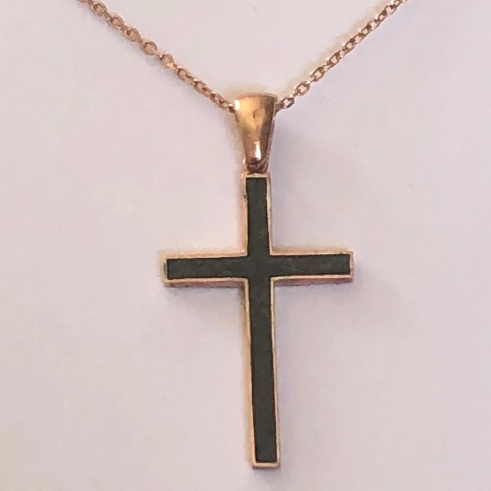 925 silver cross enamel necklace rose gold plated